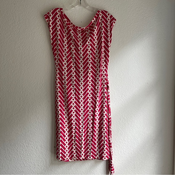 100% Silk Diane Von Furstenberg Retro Pink Red Wrap Dress - Picture 3 of 10